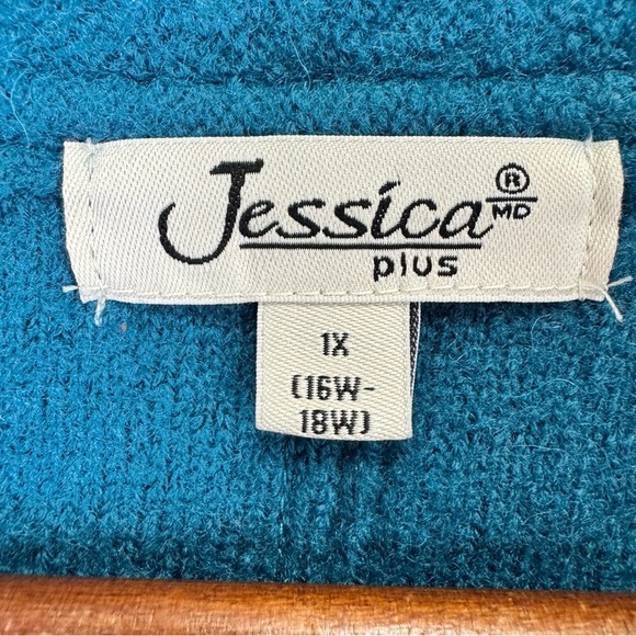 Jessica Plus Vintage Blue Wool Button Down Blazer Jacket Size 1X - Picture 12 of 12